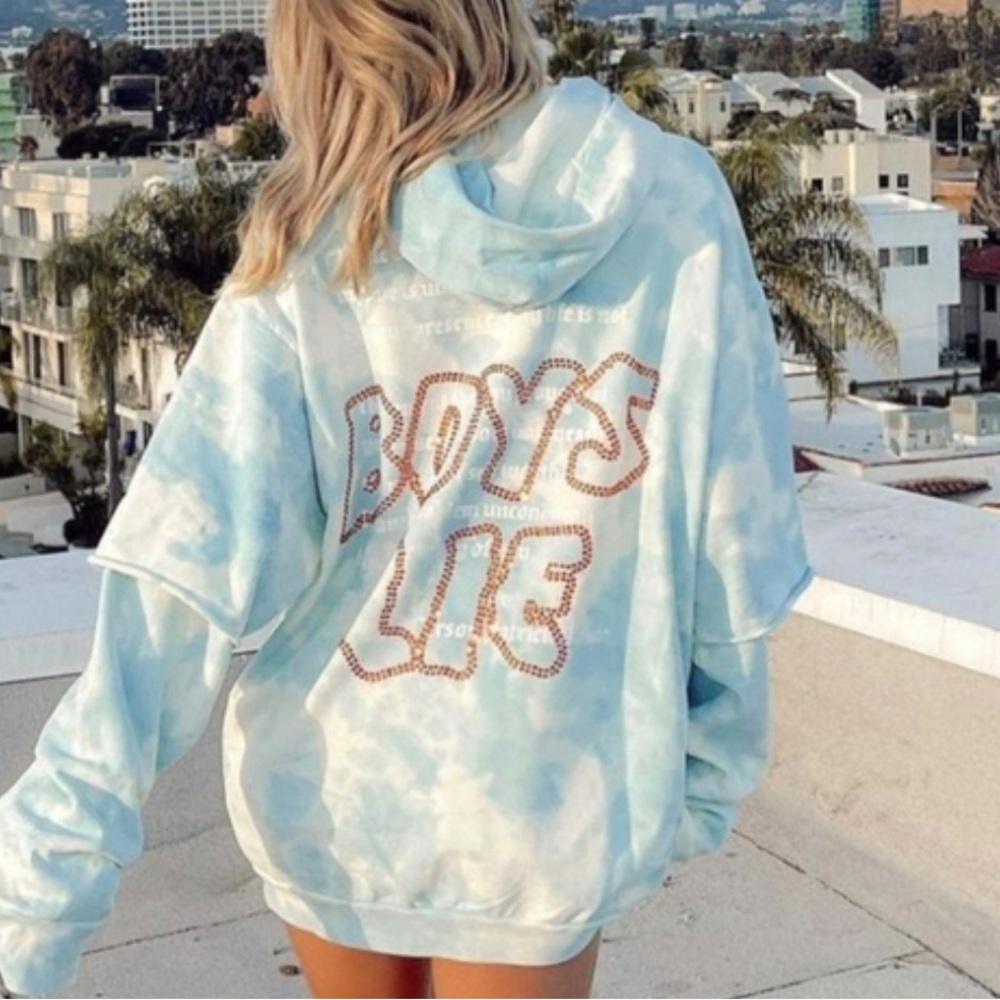 Boys Lie Twofer Remix Blue Tie Dye Sweatshirt Oversized Pullover